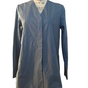 - NWT COS Long Rounded Hem Button Up V-Neck Blouse Blue